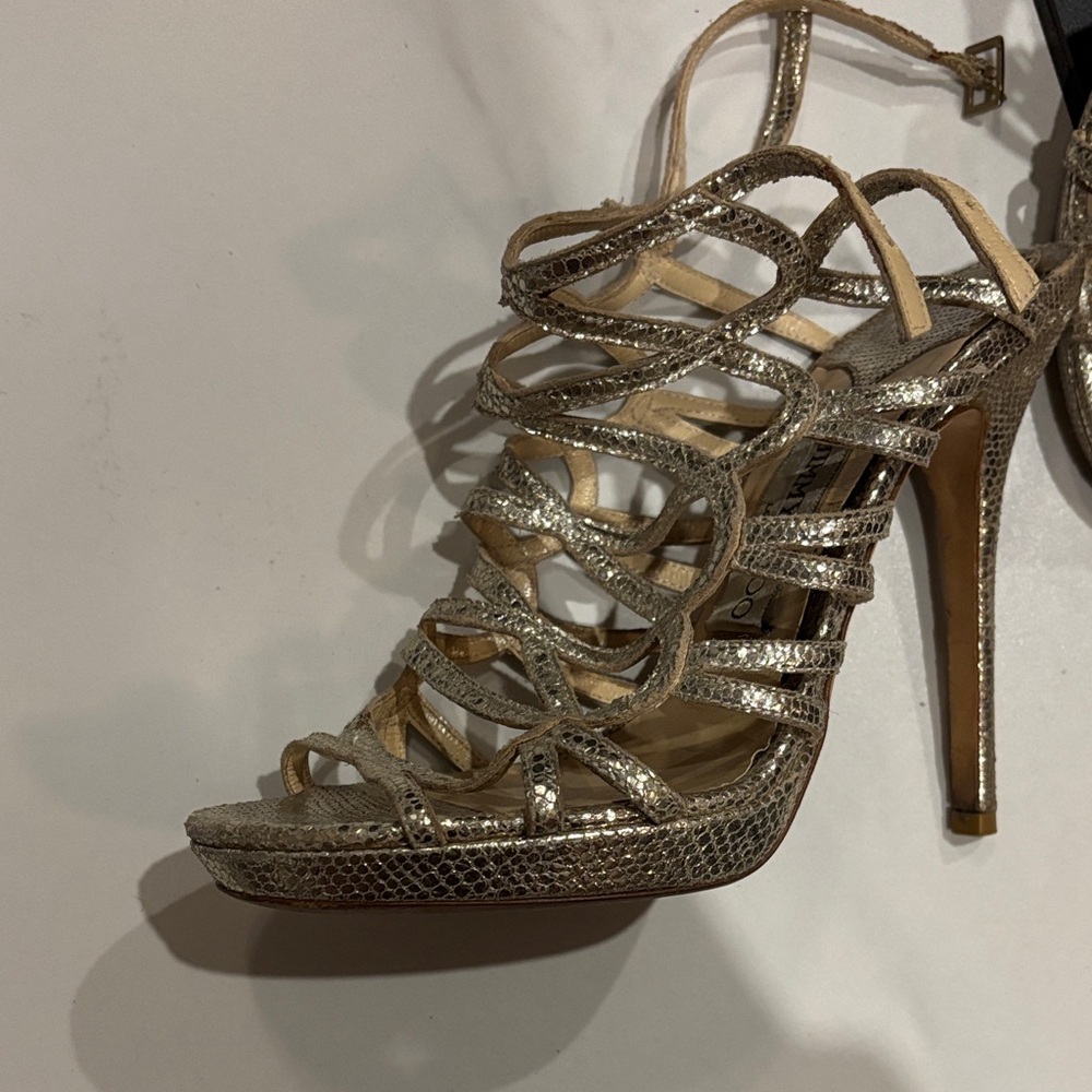 Jimmy Choo Metallic Strappy Heels